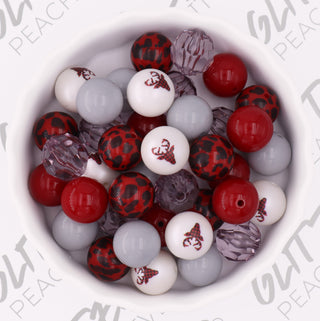 Red Plaid Deer Gumball Beads - 41