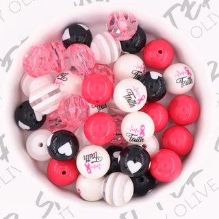 Faith Pink and Black Gumball Beads - 35