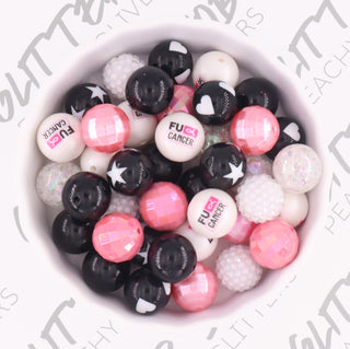 F**k Cancer Pink and Black Gumball Beads - 15