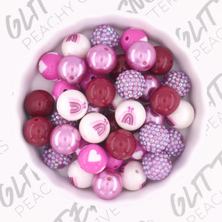 Purple and White Gumball Beads - 24