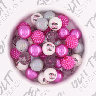 Strength Pink and Silver Gumball Beads - 19